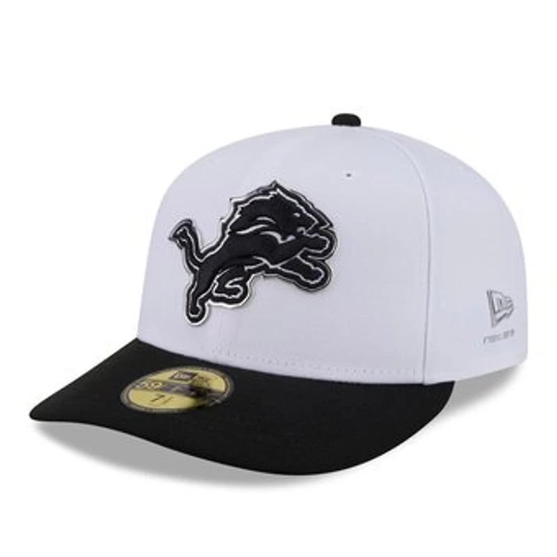 Men's New Era White/Black Detroit Lions 2026 NFL Draft Pre-Curved 59FIFTY Fitted Hat