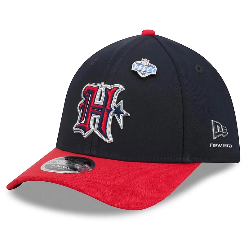Men's New Era Navy/Red Houston Texans 2026 NFL Draft 39THIRTY M-Crown Flex Hat