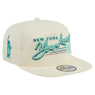 Men's New Era Cream New York Yankees Chrome Golfer Adjustable Hat