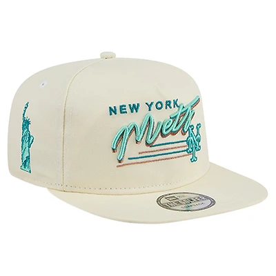 Men's New Era Cream New York Mets Chrome Golfer Adjustable Hat