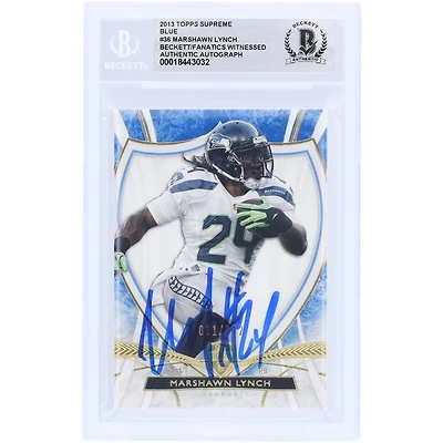 Marshawn Lynch Seattle Seahawks Autographed 2013 Topps Supreme Blue #36 #/112 Beckett Fanatics Witnessed Authenticated Card