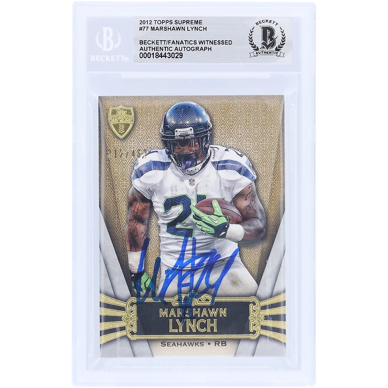 Marshawn Lynch Seattle Seahawks Autographed 2012 Topps Supreme #77 #/462 Beckett Fanatics Witnessed Authenticated Card