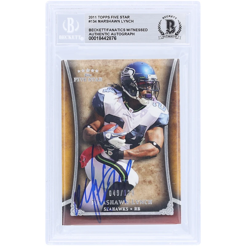 Marshawn Lynch Seattle Seahawks Autographed 2011 Topps Five Star #134 #/129 Beckett Fanatics Witnessed Authenticated Card