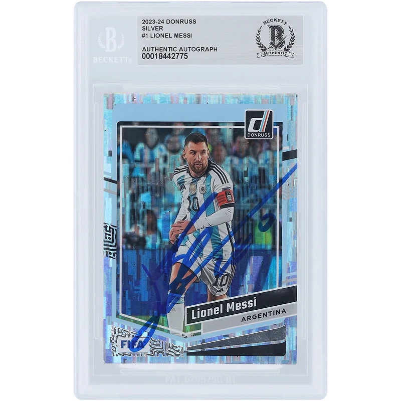Lionel Messi Argentina National Team Autographed 2023-24 Panini Donruss Silver #1 BAS Authenticated Card