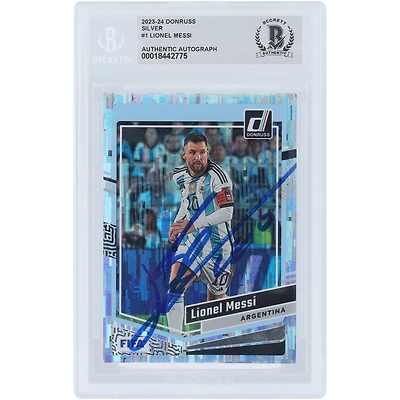 Lionel Messi Argentina National Team Autographed 2023-24 Panini Donruss Silver #1 BAS Authenticated Card