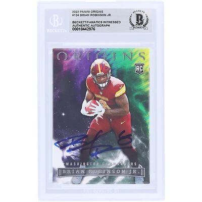 Brian Robinson Jr. Washington Commanders Autographed 2022 Panini Origins #124 Beckett Fanatics Witnessed Authenticated Rookie Card