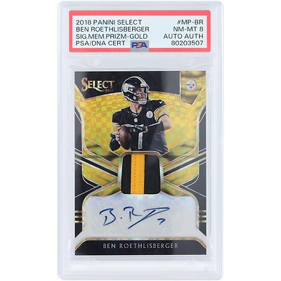 Ben Roethlisberger Pittsburgh Steelers Autographed 2018 Panini Select Dual-Color Relic Gold #MP-BR #4/5 PSA Authenticated 8 Card
