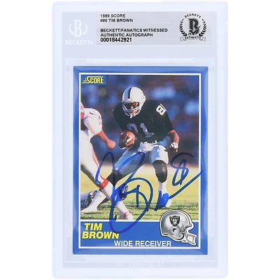 Tim Brown Los Angeles Raiders Autographed 1989 Score #86 Beckett Fanatics Witnessed Authenticated Card