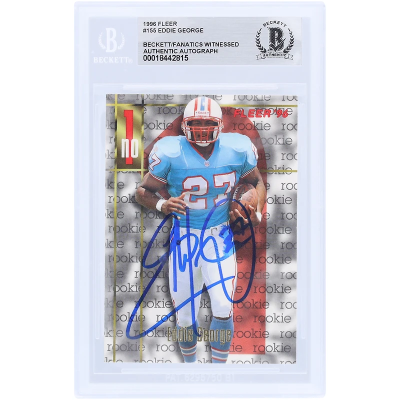 Eddie George Houston Oilers Autographed 1996 Fleer #155 Beckett Fanatics Witnessed Authenticated Rookie Card