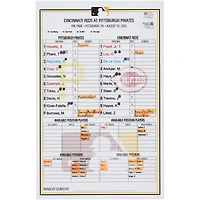 Pittsburgh Pirates Game-Used Lineup Card vs. Cincinnati Reds on August 10, 2025