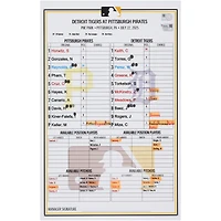 Pittsburgh Pirates Game-Used Lineup Card vs. Detroit Tigers on July 22, 2025
