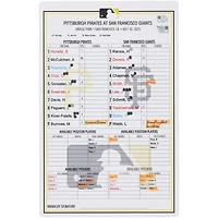 Pittsburgh Pirates Game-Used Lineup Card vs. San Francisco Giants on July 30, 2025