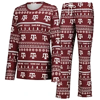 Women's Concepts Sport Maroon Texas A&M Aggies Ugly Sweater Holiday Long Sleeve Top & Pants Sleep Set