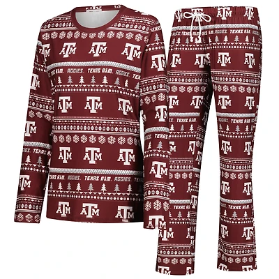 Women's Concepts Sport Maroon Texas A&M Aggies Ugly Sweater Holiday Long Sleeve Top & Pants Sleep Set