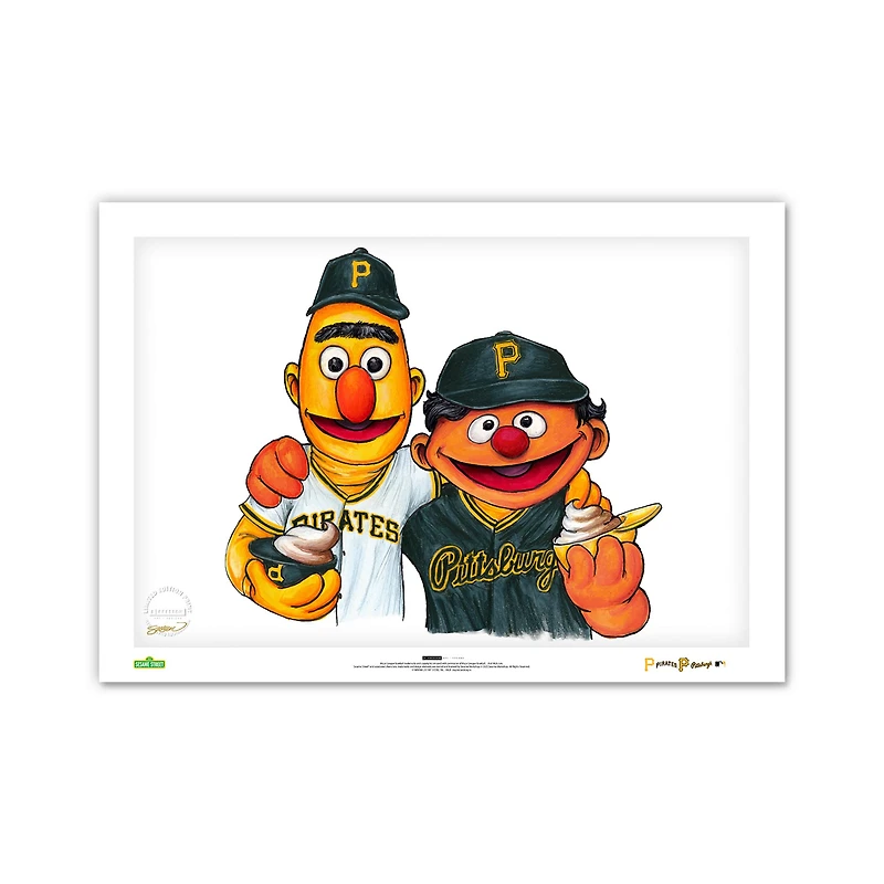 Pittsburgh Pirates Bert & Ernie 14" x 20" Sesame Street Limited Edition Fine Art Print