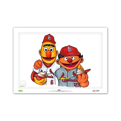 St. Louis Cardinals Bert & Ernie 14" x 20" Sesame Street Limited Edition Fine Art Print