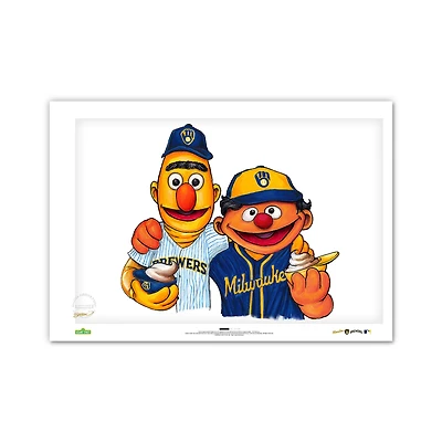 Milwaukee Brewers Bert & Ernie 14" x 20" Sesame Street Limited Edition Fine Art Print