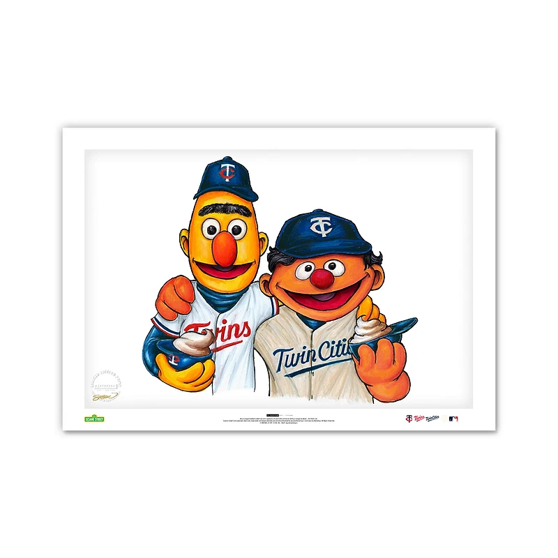 Minnesota Twins Bert & Ernie 14" x 20" Sesame Street Limited Edition Fine Art Print