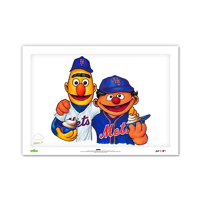 New York Mets Bert & Ernie 14" x 20" Sesame Street Limited Edition Fine Art Print