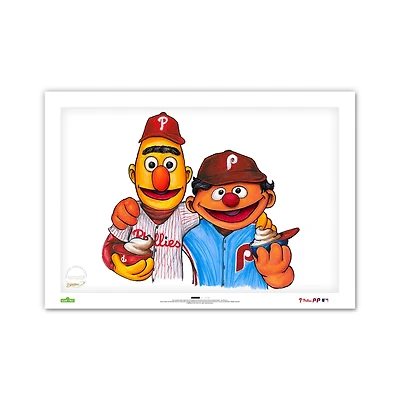 Philadelphia Phillies Bert & Ernie 14" x 20" Sesame Street Limited Edition Fine Art Print