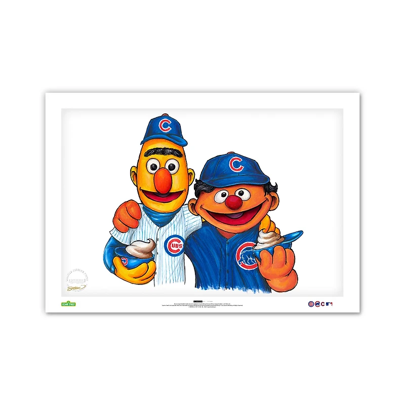 Chicago Cubs Bert & Ernie 14" x 20" Sesame Street Limited Edition Fine Art Print