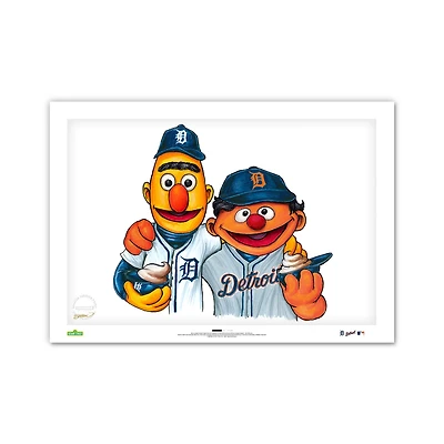 Detroit Tigers Bert & Ernie 14" x 20" Sesame Street Limited Edition Fine Art Print
