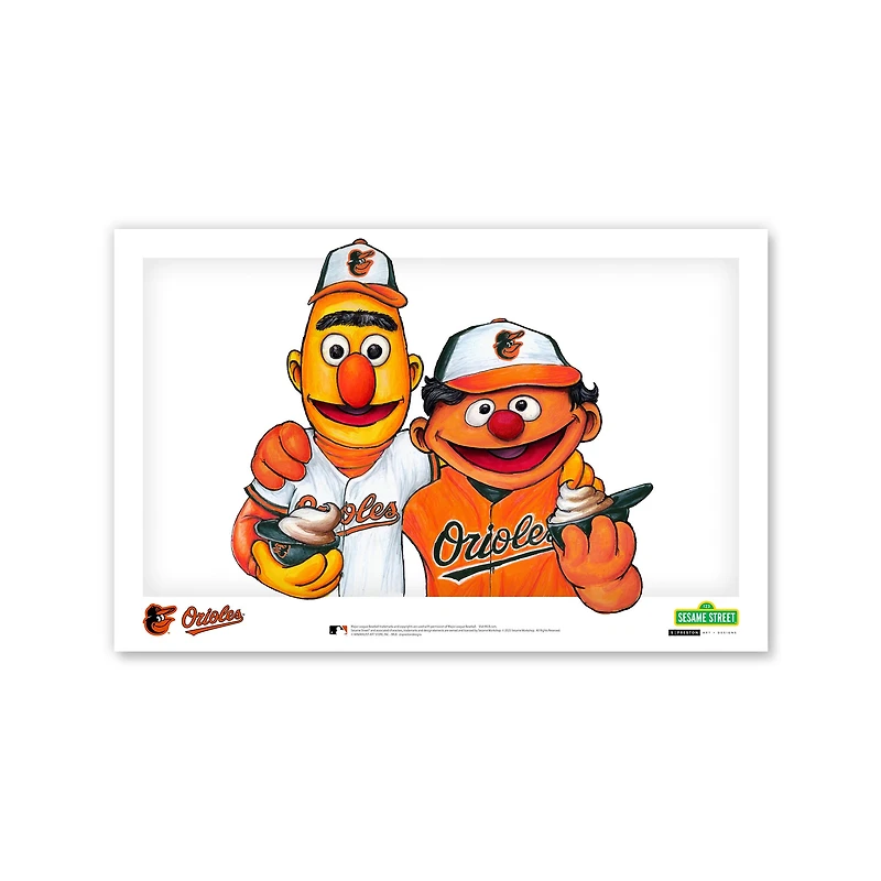 Baltimore Orioles Bert & Ernie 11" x 17" Sesame Street Poster Print