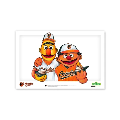 Baltimore Orioles Bert & Ernie 11" x 17" Sesame Street Poster Print