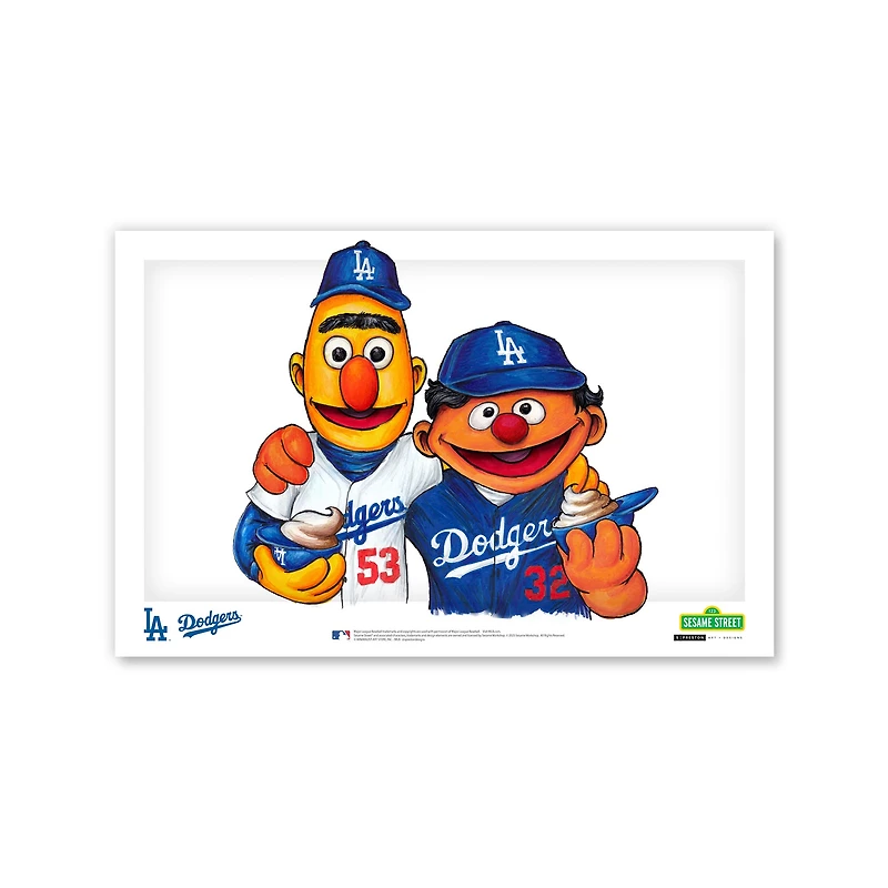 Los Angeles Dodgers Bert & Ernie 11" x 17" Sesame Street Poster Print