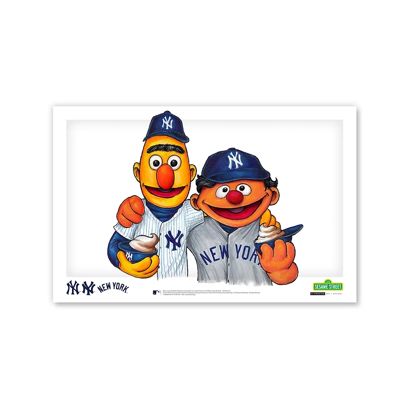 New York Yankees Bert & Ernie 11" x 17" Sesame Street Poster Print