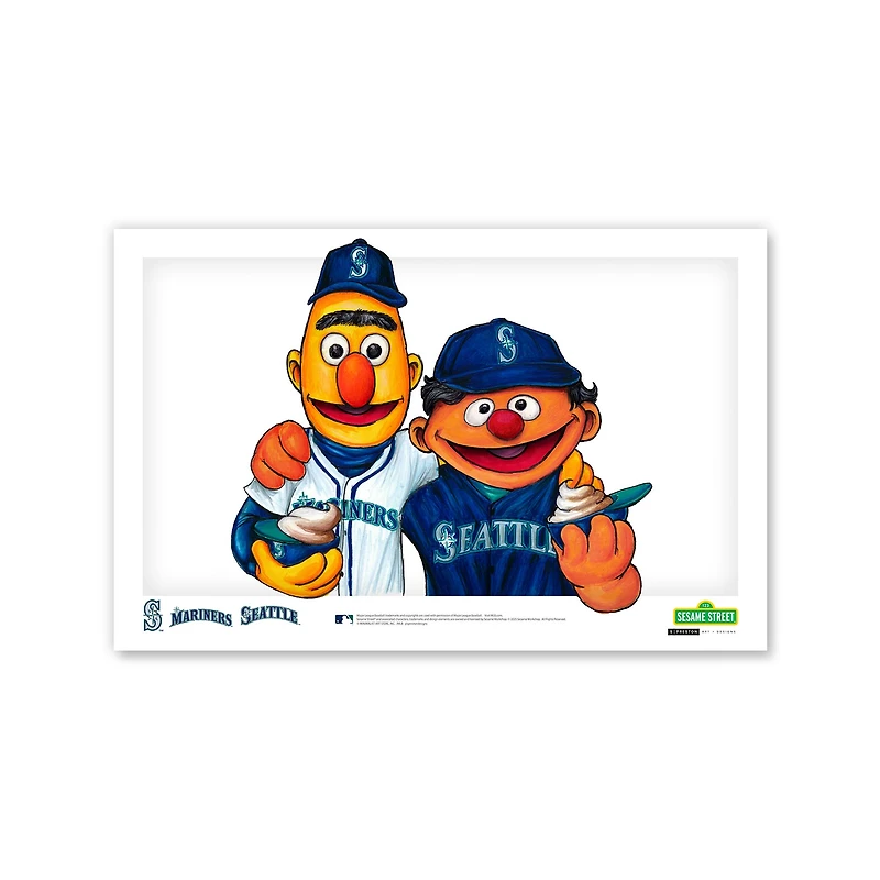 Seattle Mariners Bert & Ernie 11" x 17" Sesame Street Poster Print