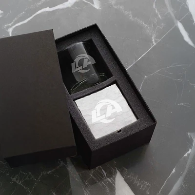 Wendell August Forge Los Angeles Rams Etched Rocks Glass & Square Coaster Set