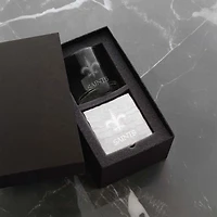 Wendell August Forge New Orleans Saints Etched Rocks Glass & Square Coaster Set