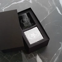 Wendell August Forge San Francisco 49ers Etched Rocks Glass & Square Coaster Set