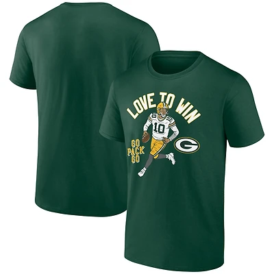 Men's Jordan Love Green Green Bay Packers Player Illustrative Pack T-Shirt