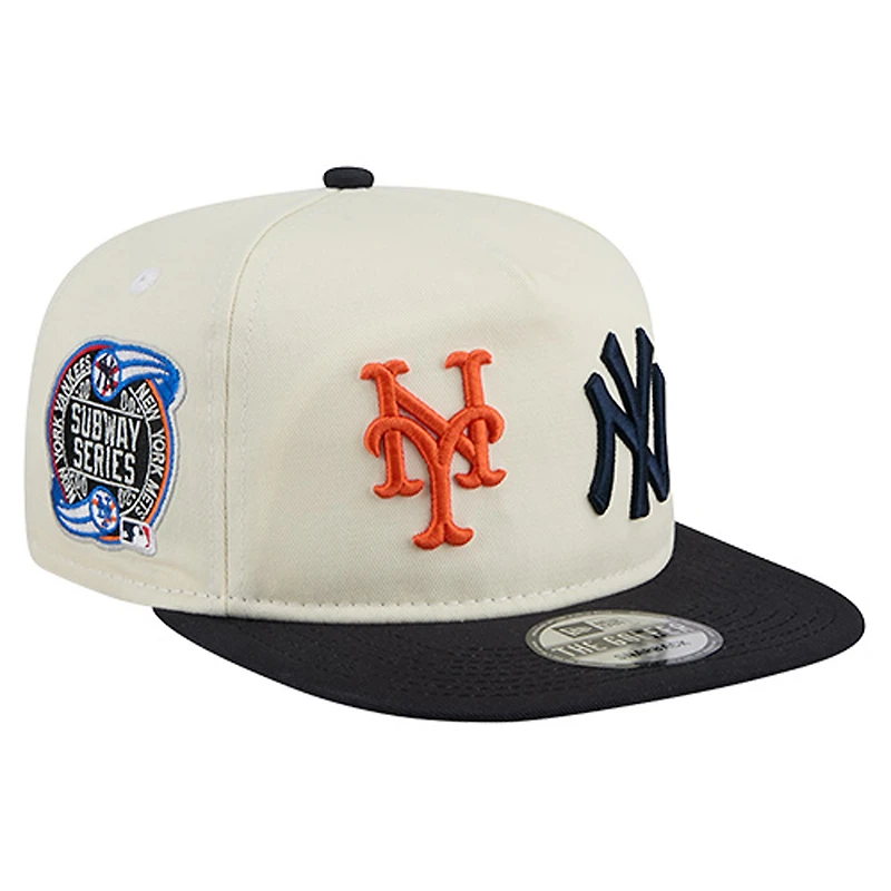 Men's New Era  Cream New York Yankees vs. New York Mets Subway Series Duel Logo Golfer Snapback Hat