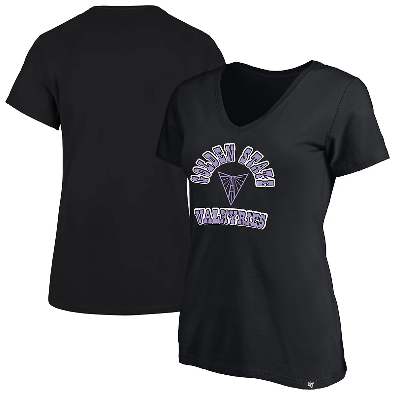 Women's '47 Black Golden State Valkyries Logo Lockup V-Neck Plus Size T-Shirt