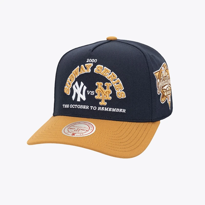 Men's Mitchell & Ness Navy New York Yankees vs. New York Mets October to Remember Pro Pinch Snapback Hat