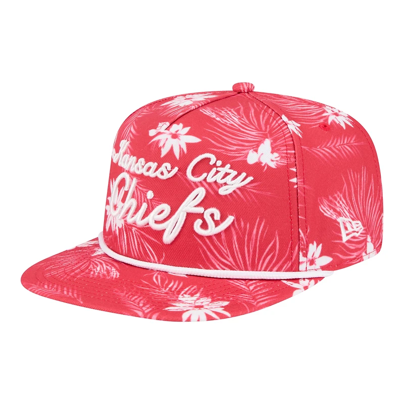 Men's New Era  Red Kansas City Chiefs Palm Print A-Frame 9FIFTY Snapback Hat