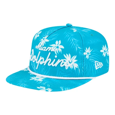 Men's New Era  Aqua Miami Dolphins Palm Print A-Frame 9FIFTY Snapback Hat