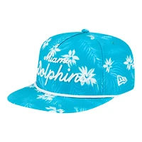 Men's New Era  Aqua Miami Dolphins Palm Print A-Frame 9FIFTY Snapback Hat