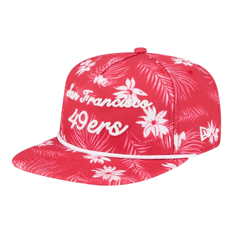 Men's New Era  Scarlet San Francisco 49ers Palm Print A-Frame 9FIFTY Snapback Hat