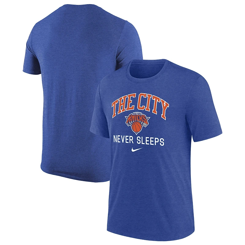 Men's Nike Heather Royal New York Knicks Tri-Blend T-Shirt