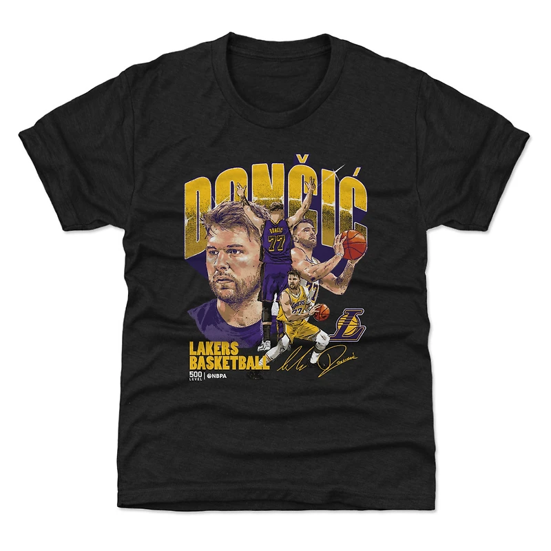Youth 500 Level Luka Dončić Black Los Angeles Lakers Collage T-Shirt