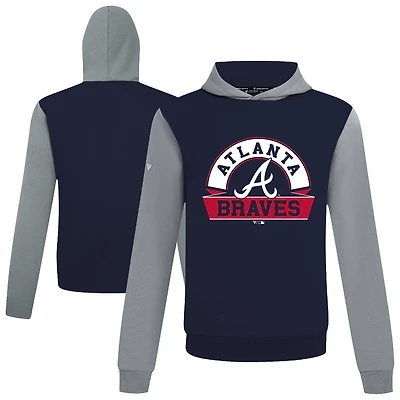 Men's Levelwear Navy Atlanta Braves Throwback Ultimate Banner Arch Hoodie