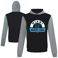 Men's Levelwear Black Miami Marlins Throwback Ultimate Banner Arch Hoodie