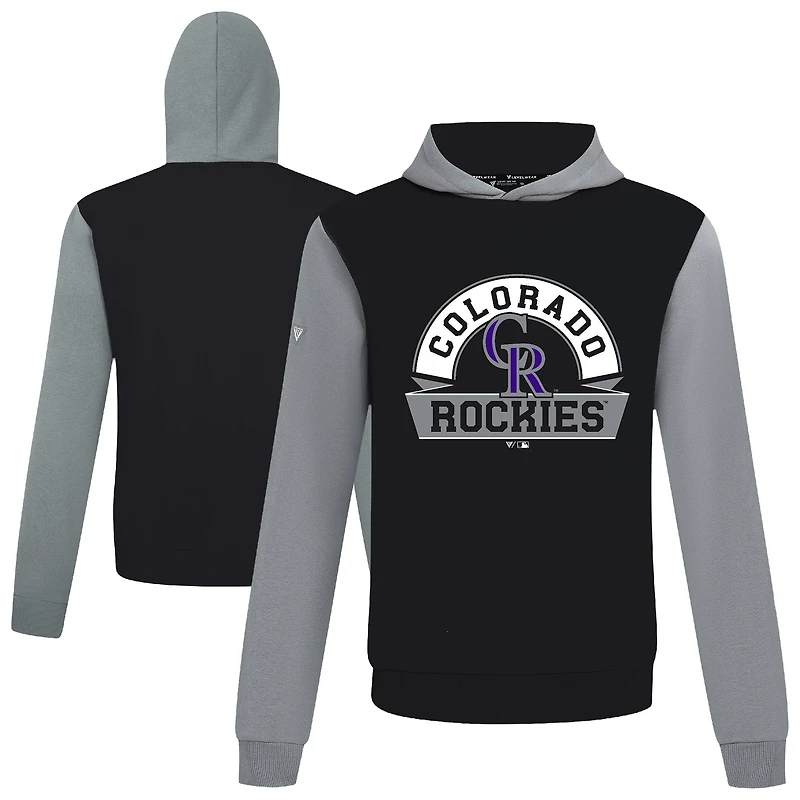 Men's Levelwear Black Colorado Rockies Throwback Ultimate Banner Arch Hoodie