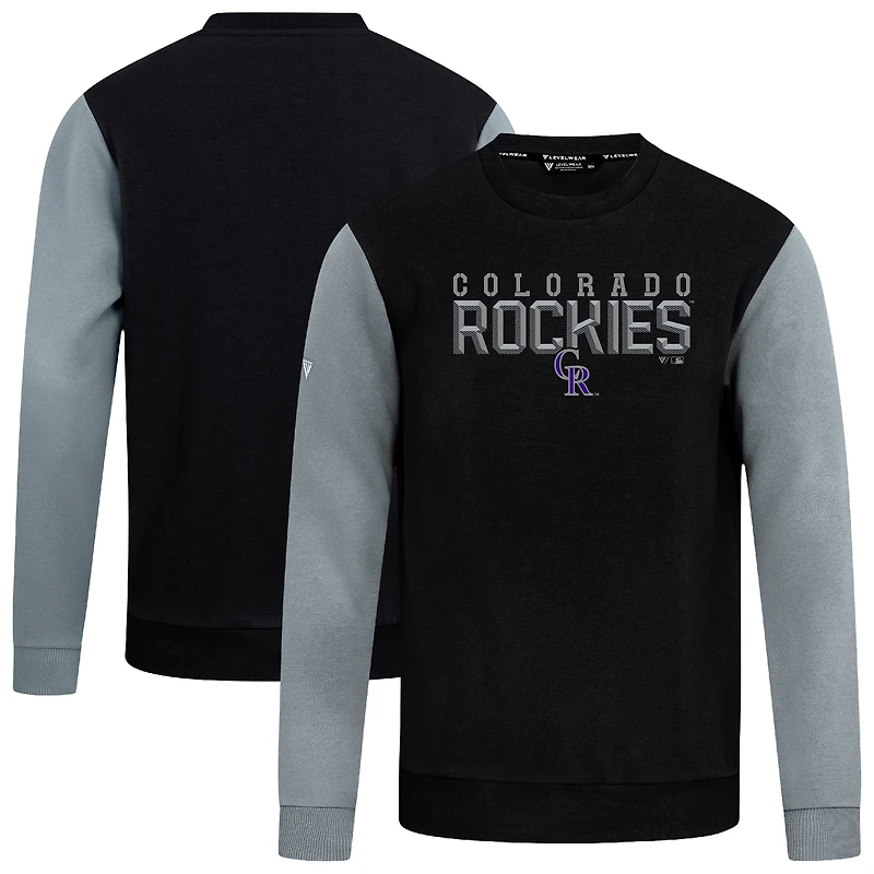Men's Levelwear Black Colorado Rockies Throwback Ultimate Carve Sweatshirt