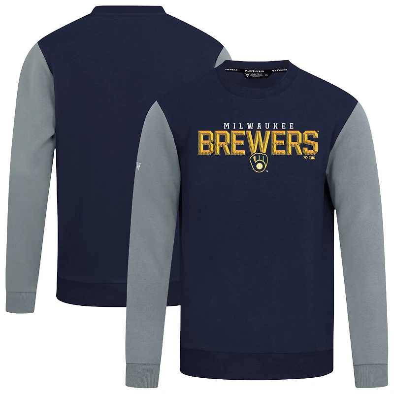 Men's Levelwear Navy Milwaukee Brewers Throwback Ultimate Carve Sweatshirt