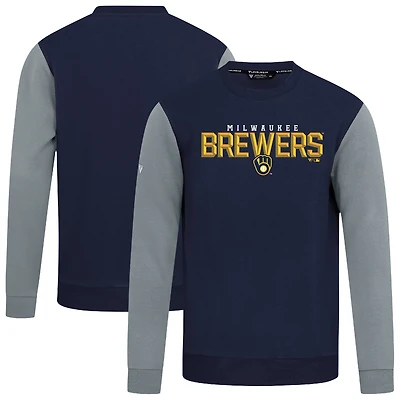 Men's Levelwear Navy Milwaukee Brewers Throwback Ultimate Carve Sweatshirt